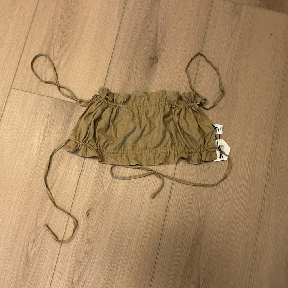 OW Collection Women's Cream and Tan Crop-top